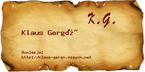 Klaus Gergő névjegykártya